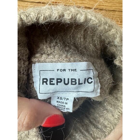 For the Republic Alpaca Wool High Neck Long Sleeve Short Length Brown Sweater XS - Picture 10 of 12